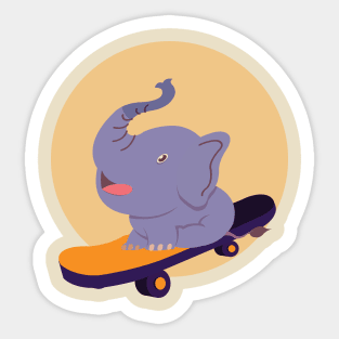 Blue baby elephant skateboarding Sticker